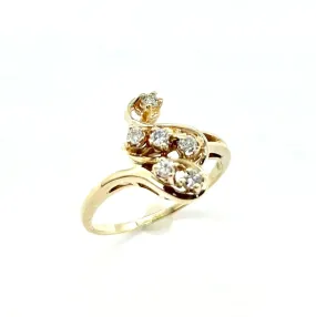 14k Yellow Gold Diamond Swirl Ring