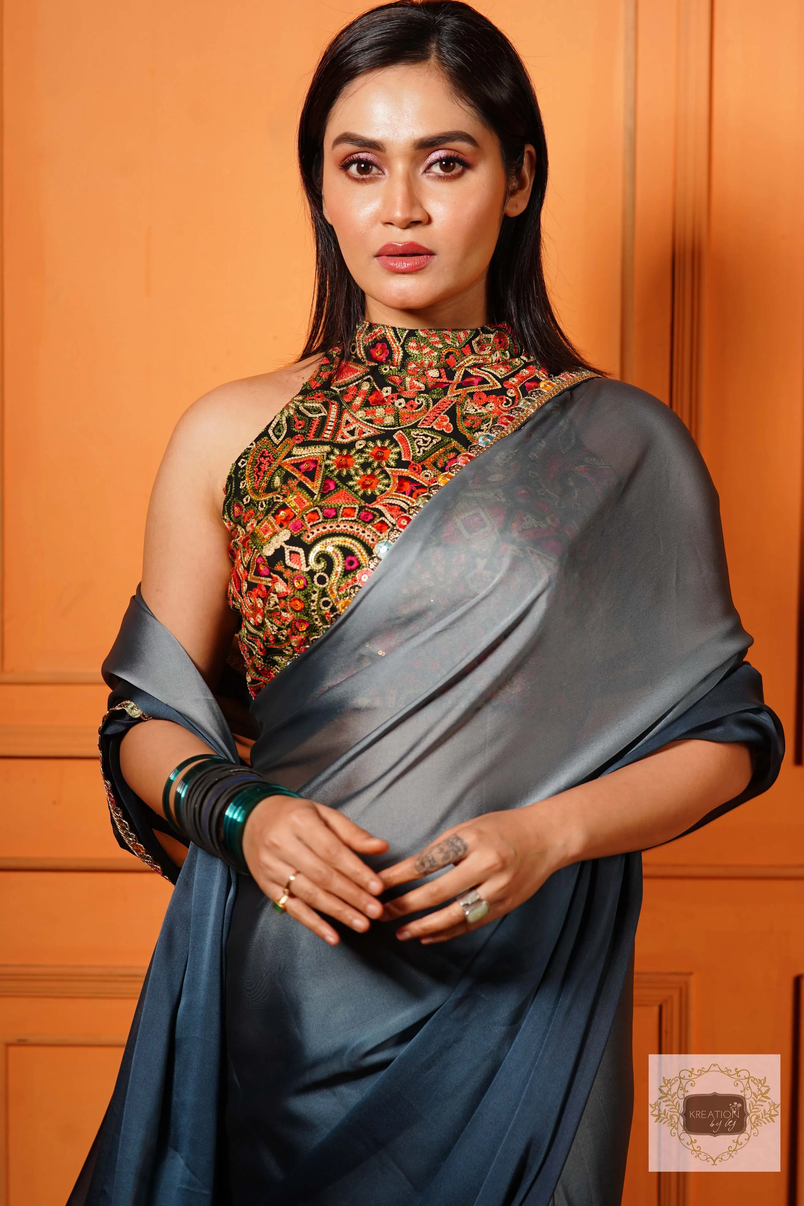 Ash Ombre Saree with Border