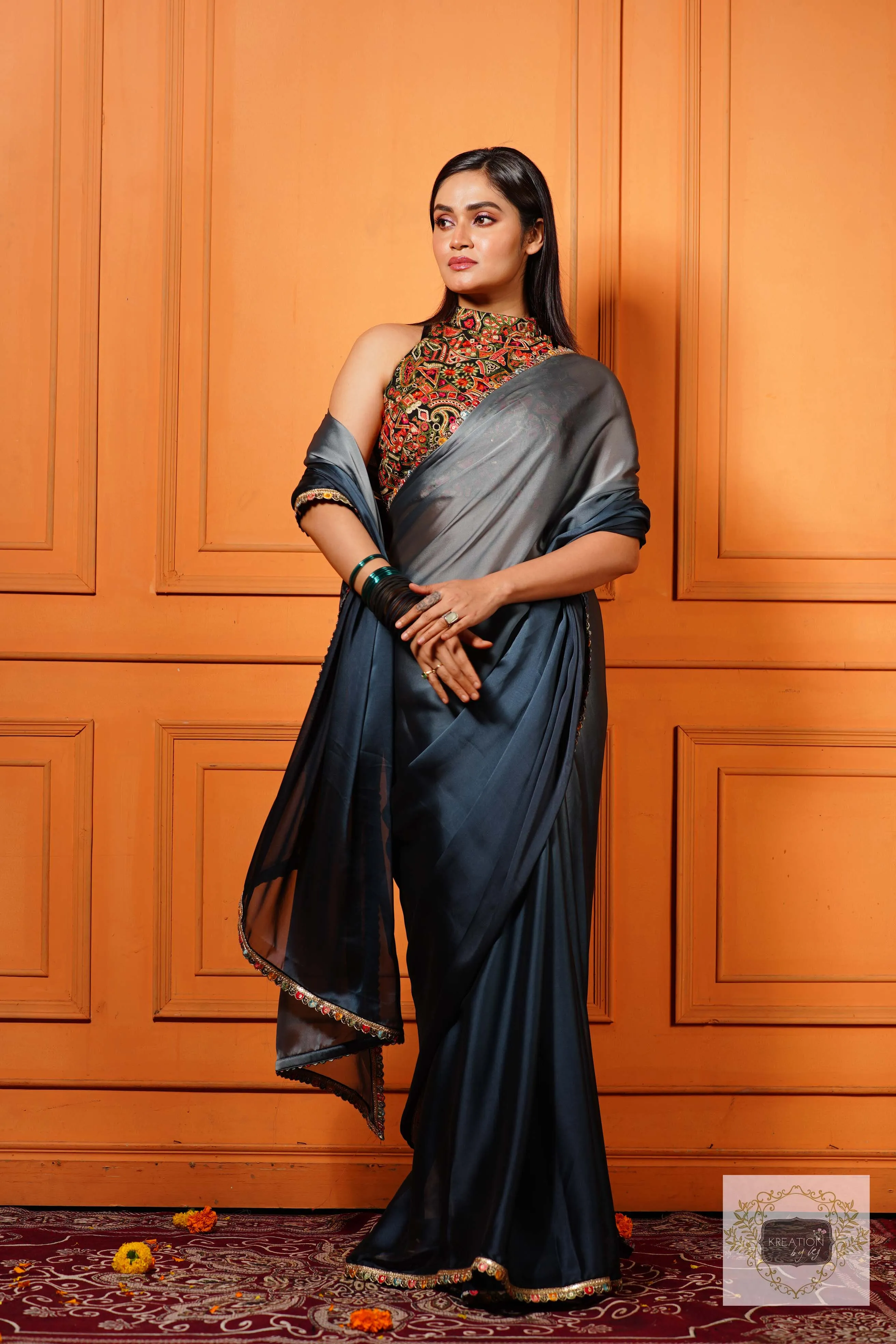 Ash Ombre Saree with Border