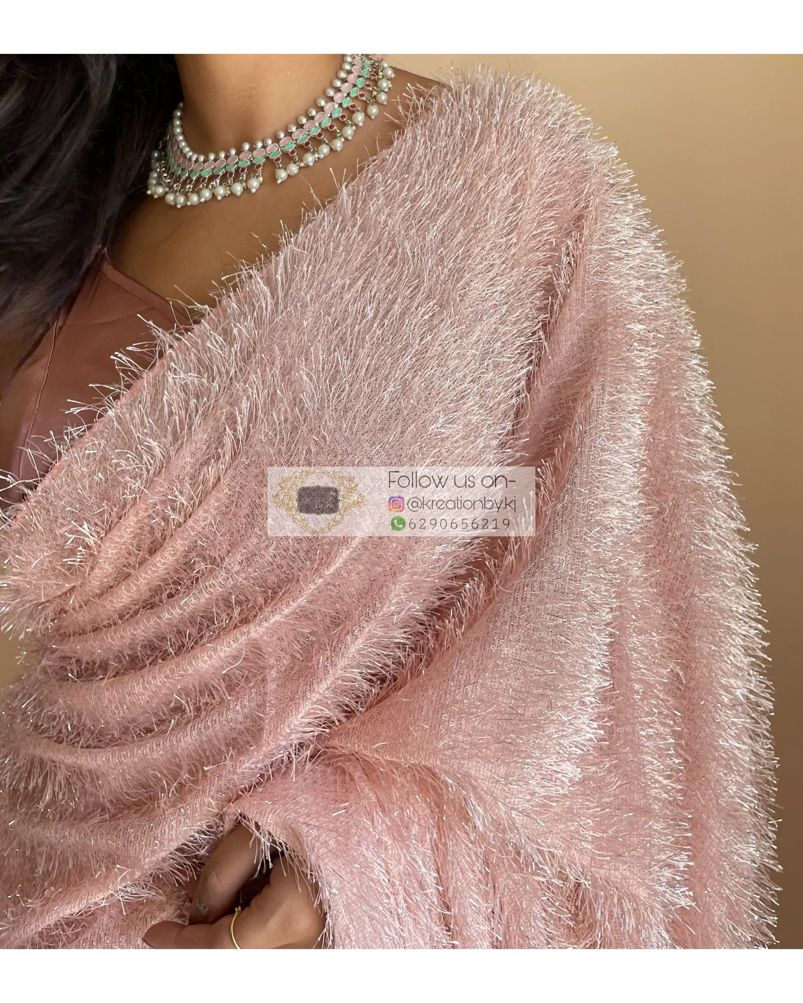 Aurora Blush Pink Fur Saree