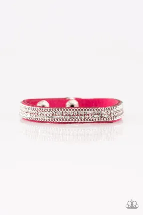 Babe Bling Pink and White Narrow Wrap Snap Bracelet - Paparazzi Accessories