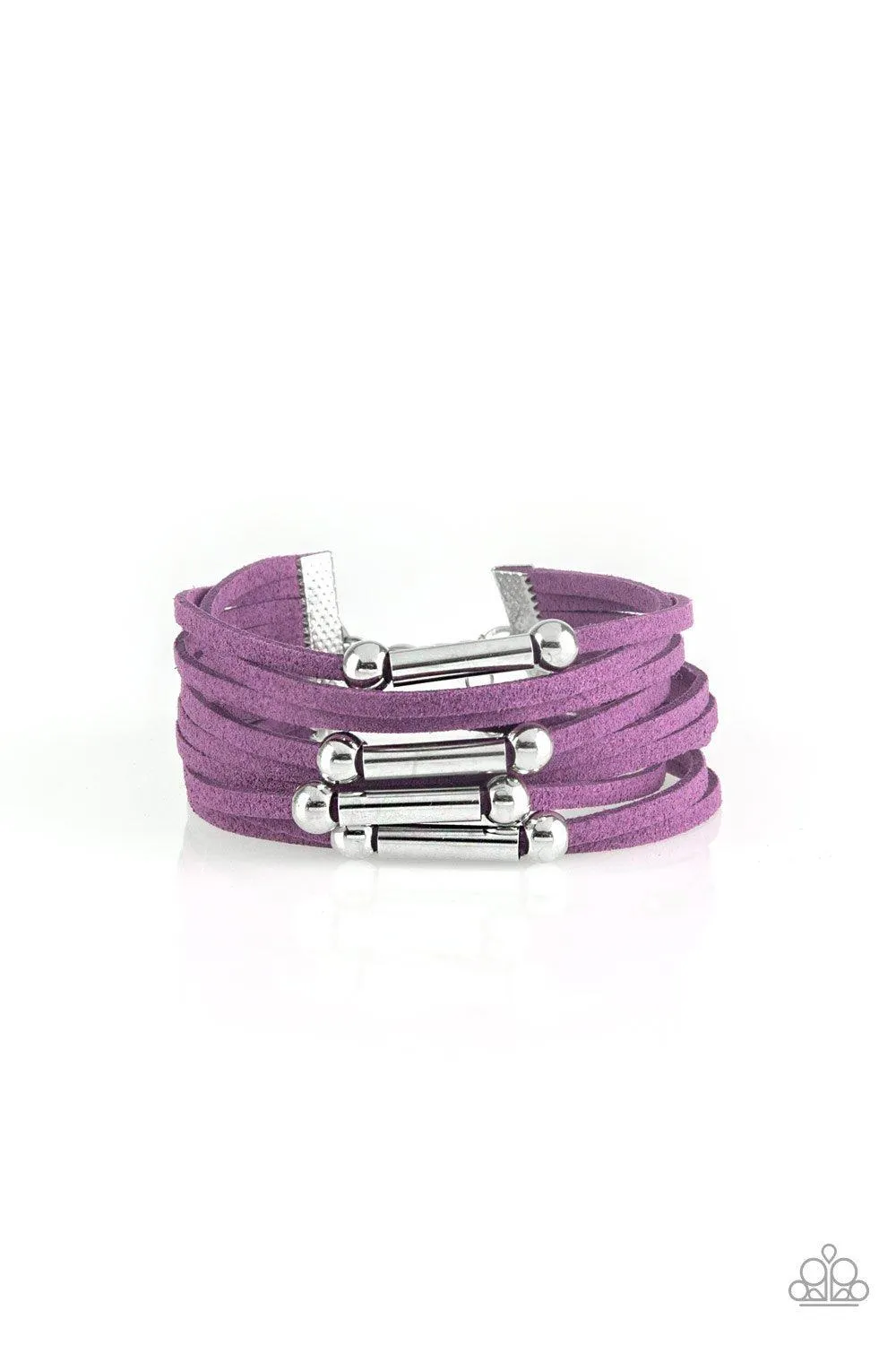 Back to BACKPACKER Purple and Silver Urban Bracelet - Paparazzi Accessories