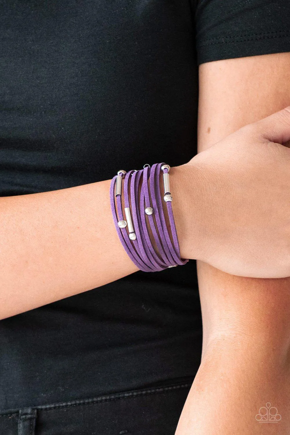 Back to BACKPACKER Purple and Silver Urban Bracelet - Paparazzi Accessories