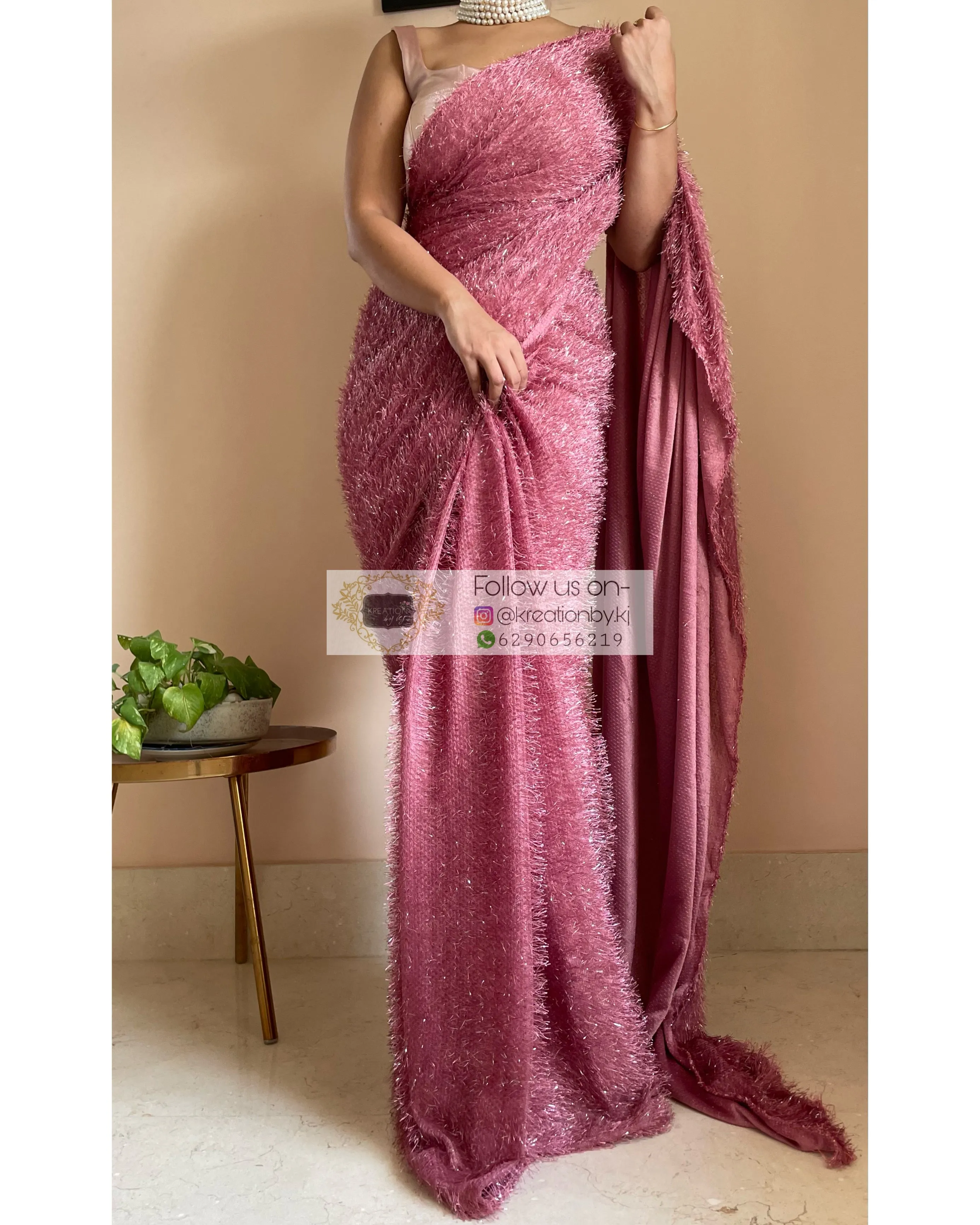 Belle Mauve Fur Saree