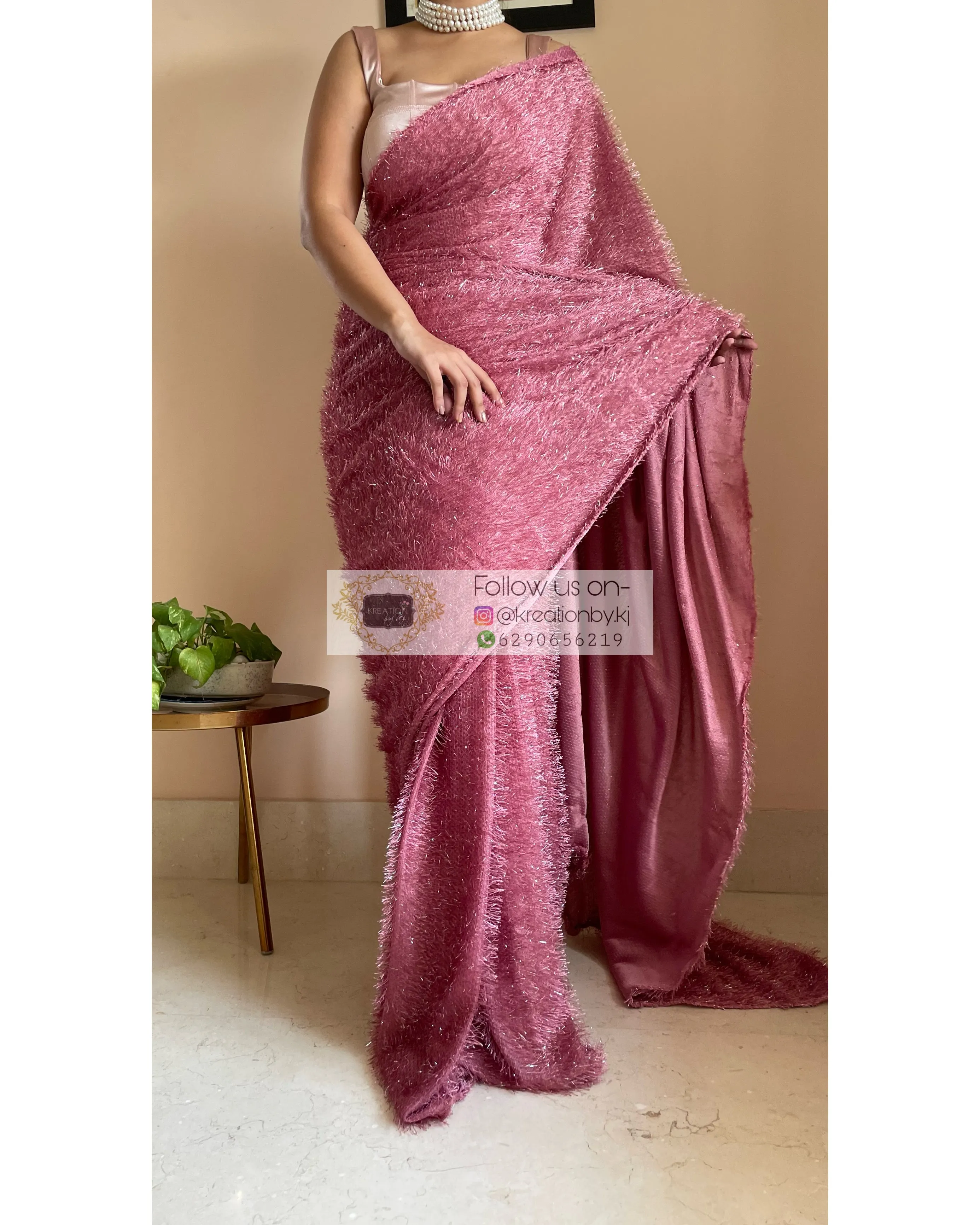 Belle Mauve Fur Saree