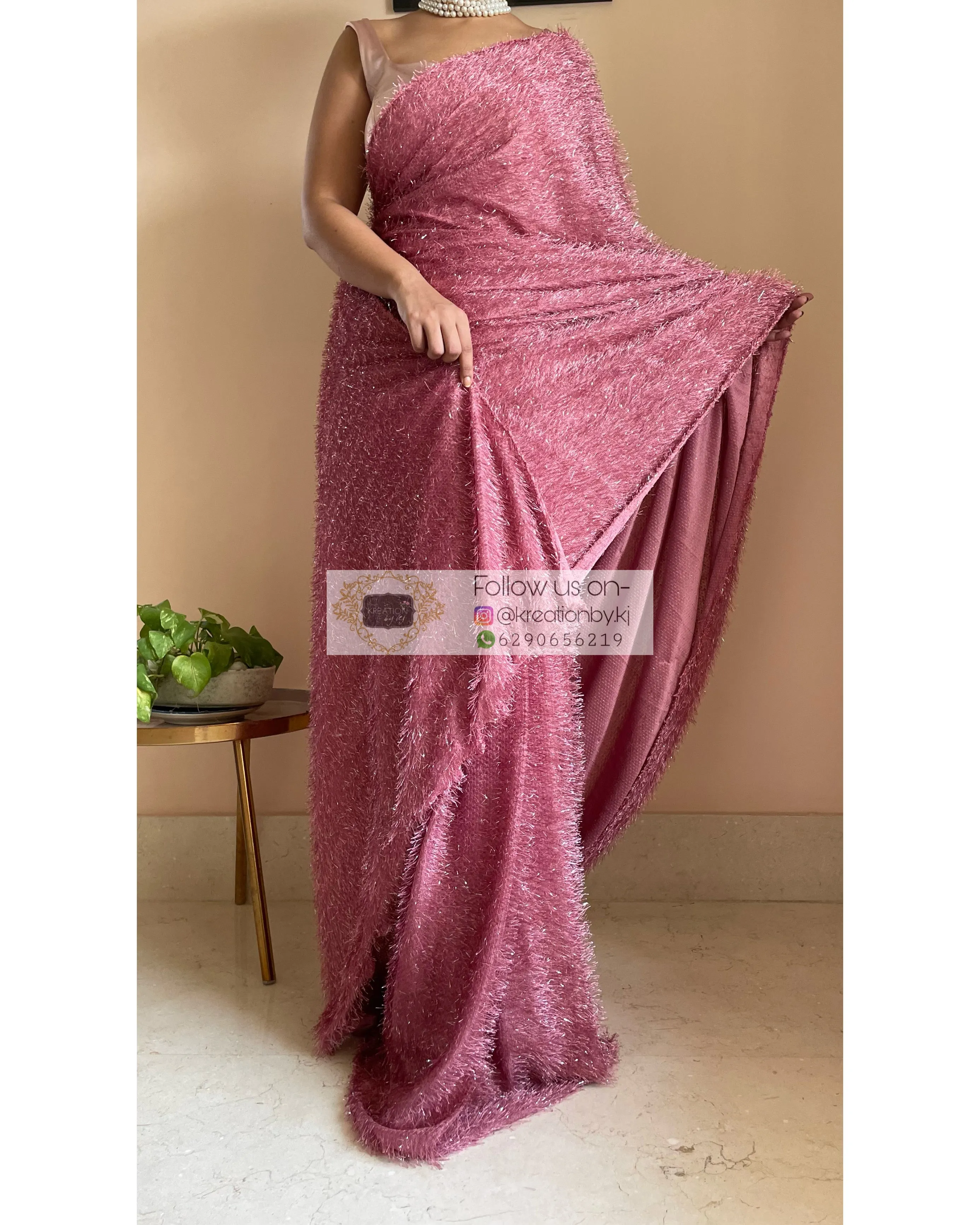 Belle Mauve Fur Saree