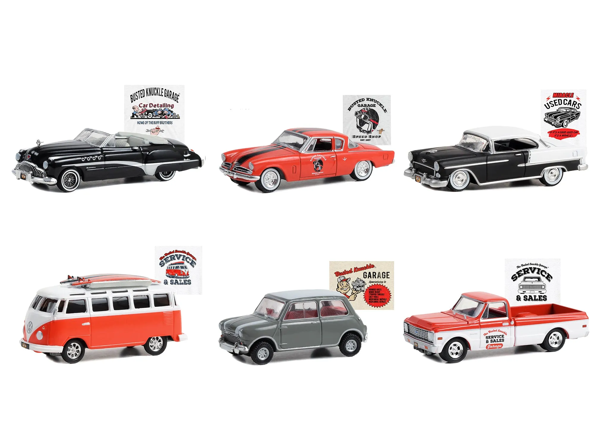 Busted Knuckle Garage Series 2 6 piece Set 1/64 Diecast Model Cars by Greenlight