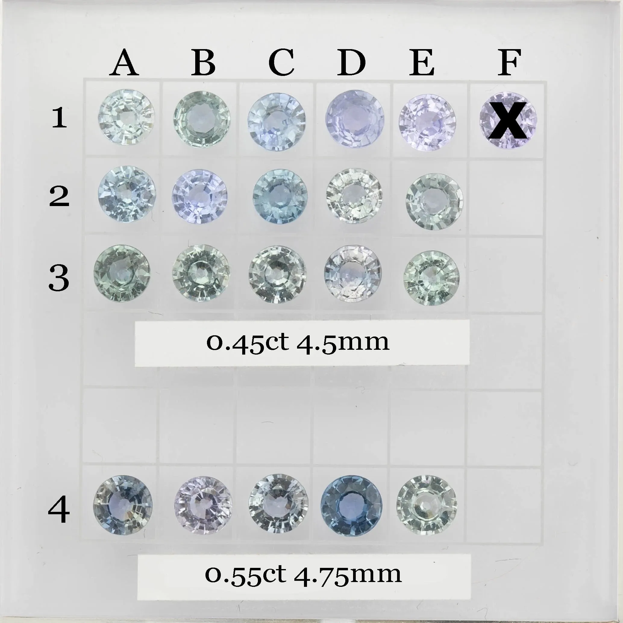 Calibrated Round 4.5-4.75mm 0.45-0.55ct Unheated Sapphires