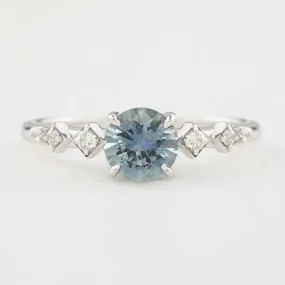 Celeste Ring - 0.91ct Light Blue Green Montana Sapphire, 14k White Gold (One of a kind)