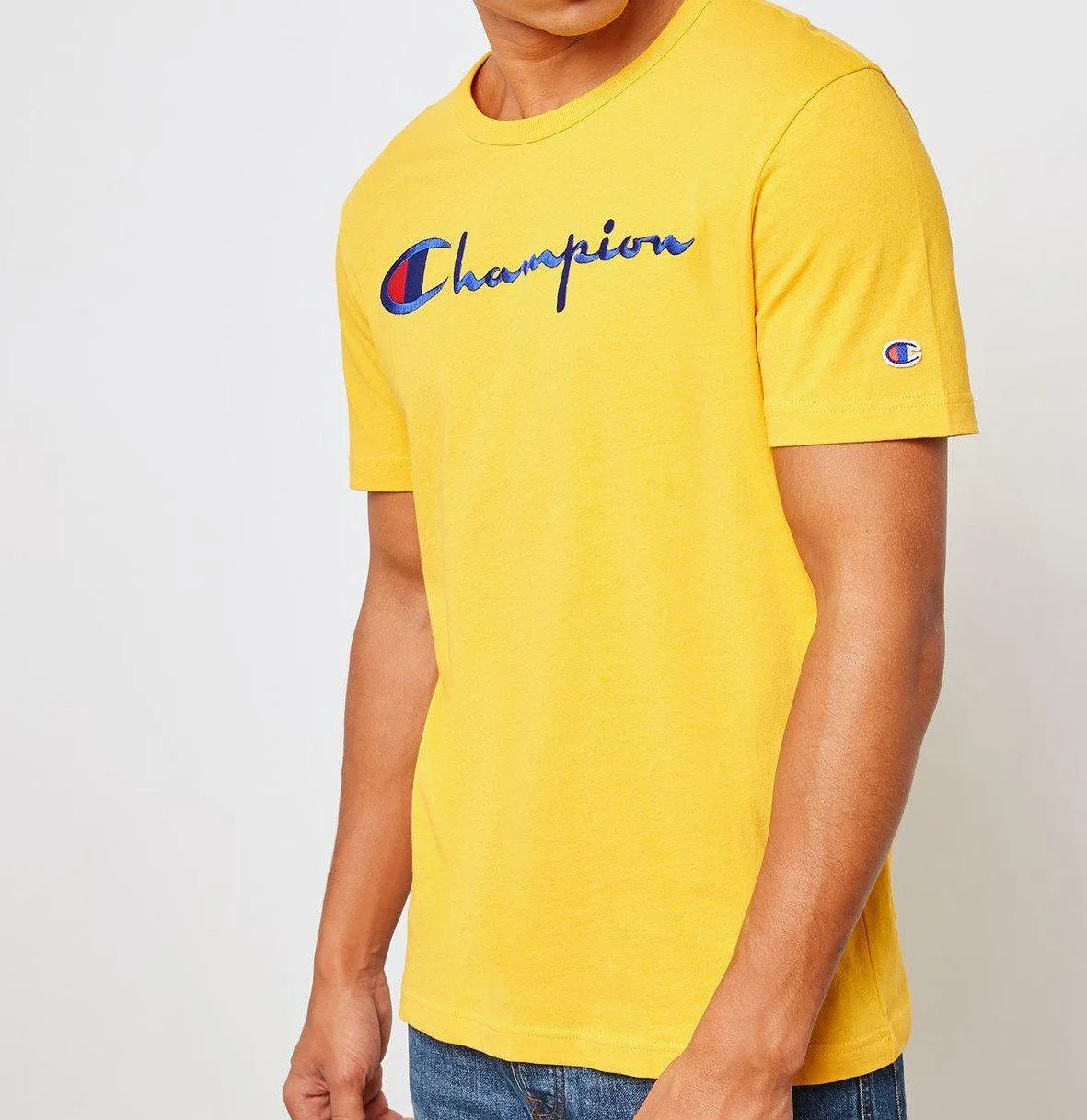 Champion Embroidered Big Script T-Shirt Yellow