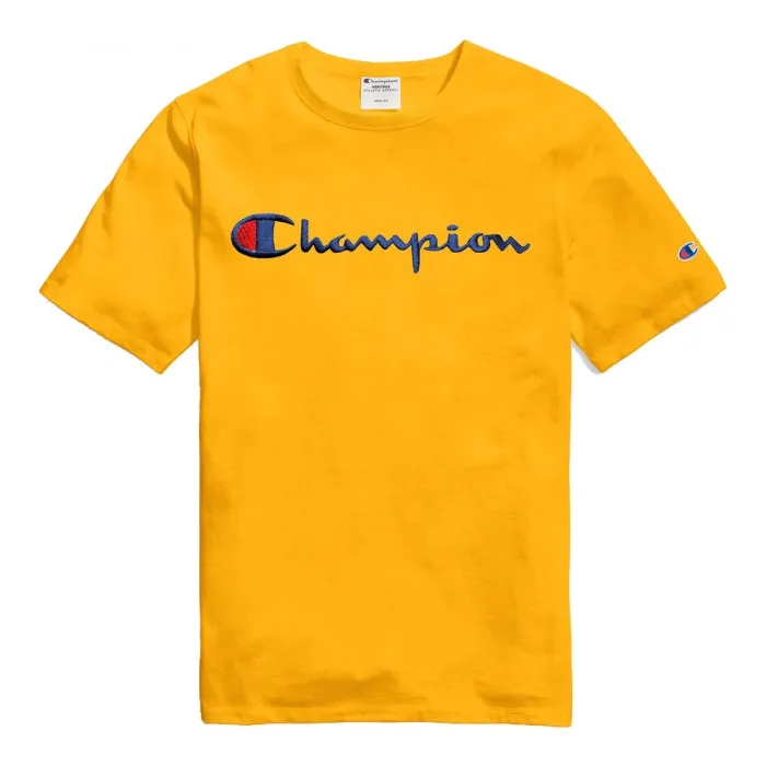 Champion Embroidered Big Script T-Shirt Yellow