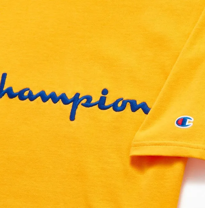 Champion Embroidered Big Script T-Shirt Yellow