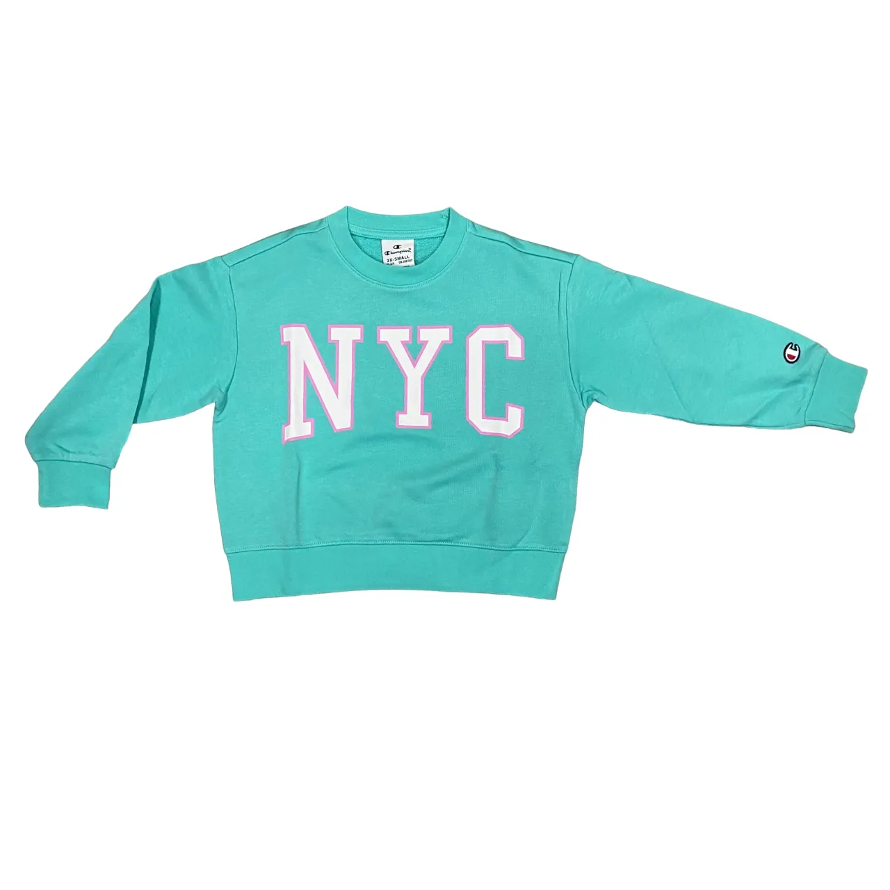 Champion girl's tracksuit with crew-neck sweatshirt and tight-fitting trousers 404993 BS049 aqua green-blue