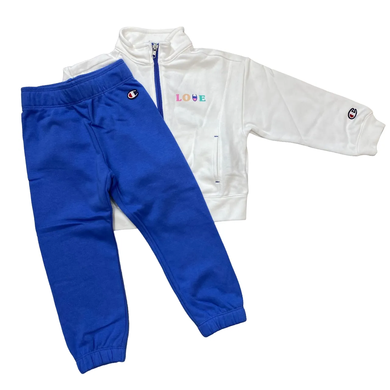 Champion girl's tracksuit with full zip 404995 WW001 white light blue