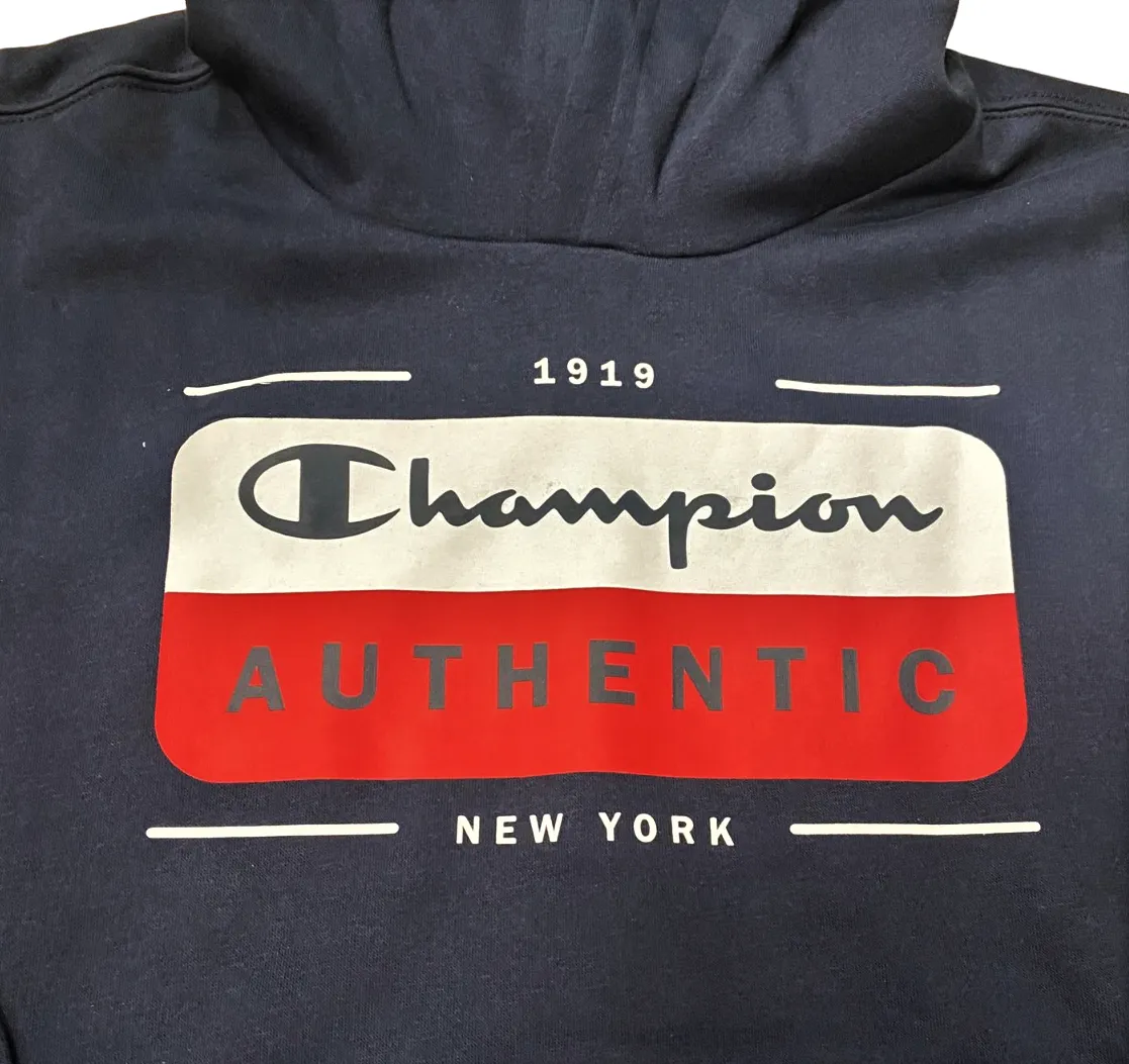 Champion lightweight fleece hoodie with chest logo Legacy 306512 BS501 dark blue