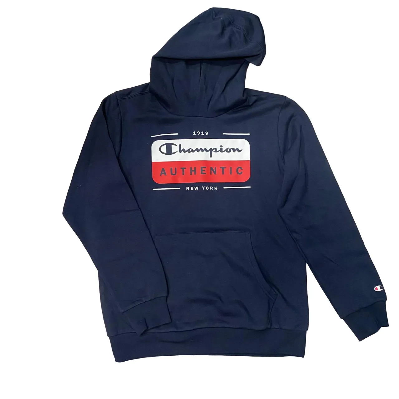 Champion lightweight fleece hoodie with chest logo Legacy 306512 BS501 dark blue