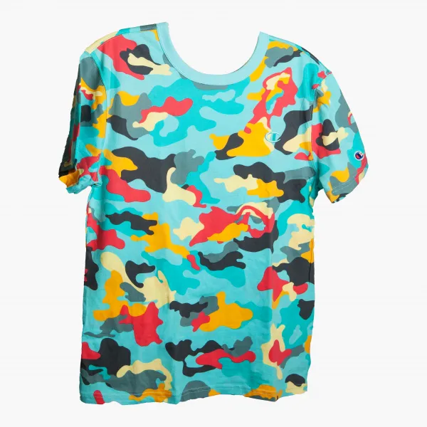 CHAMPION - Men - AOP Tee - Teal/Red Camo