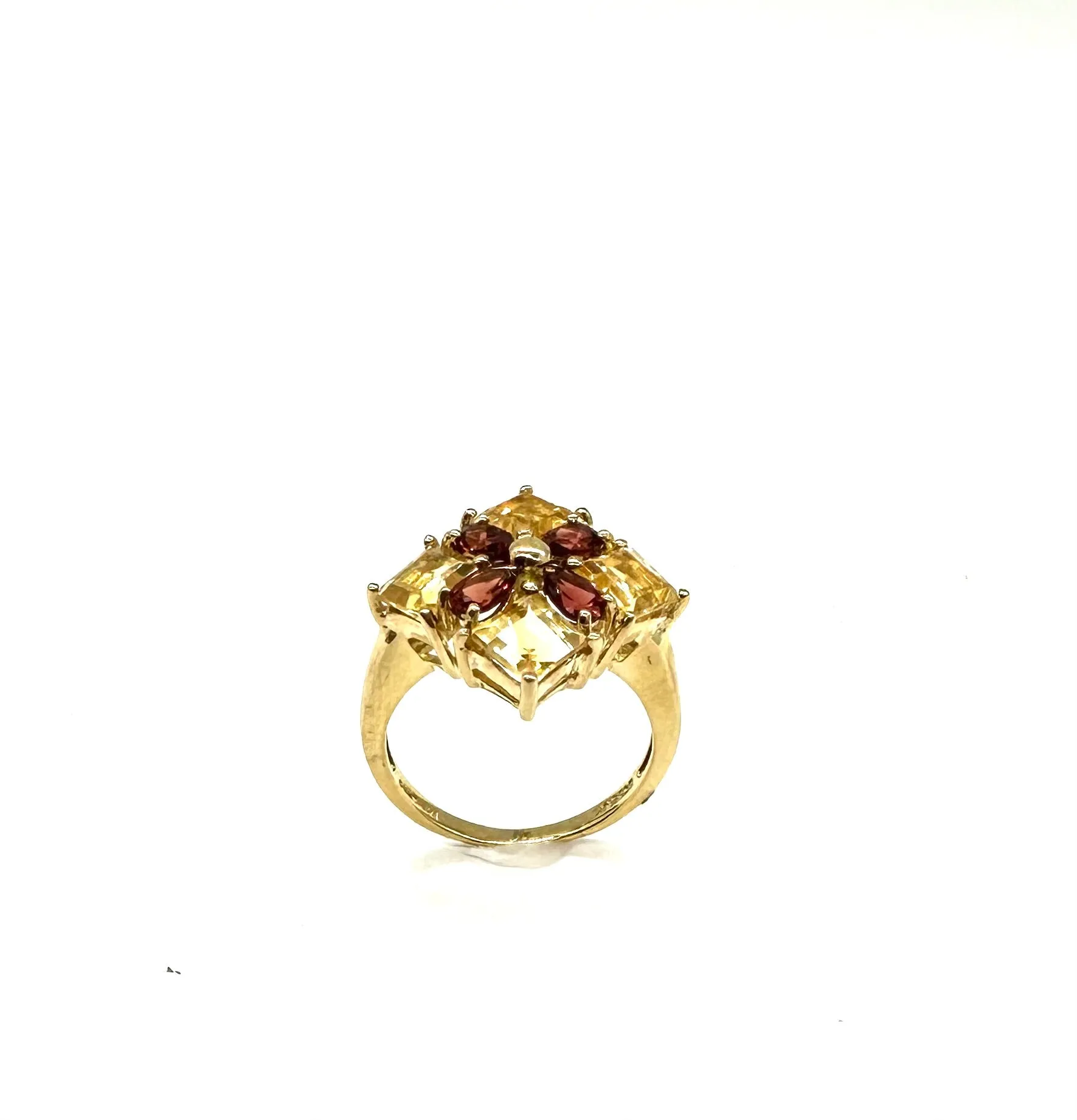 Citrine & Garnet Diamond Shaped Ring