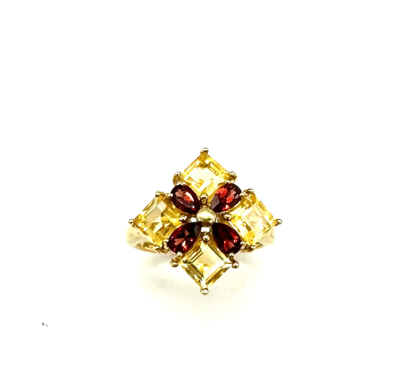 Citrine & Garnet Diamond Shaped Ring