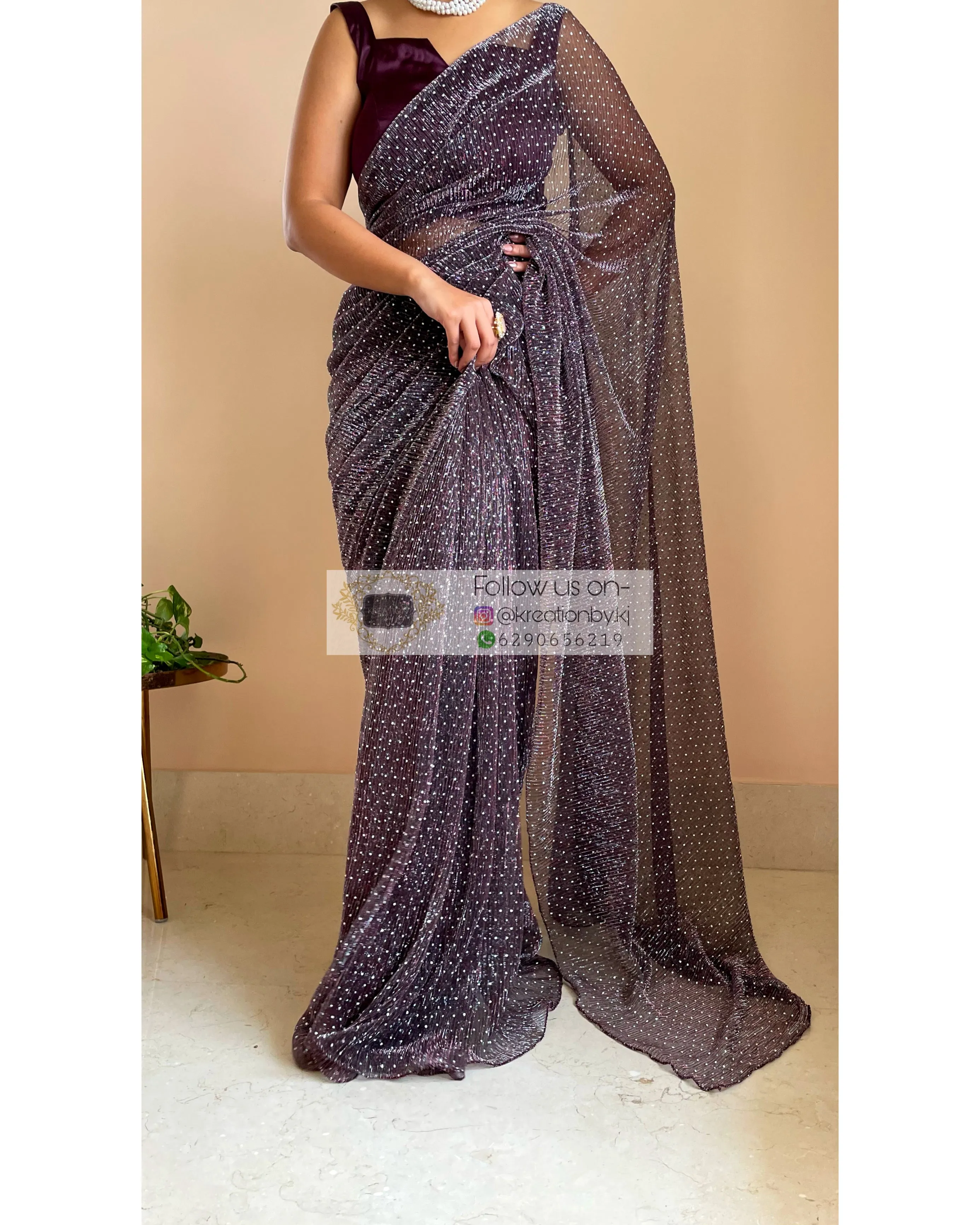 Cola Pleated Shimmer Saree