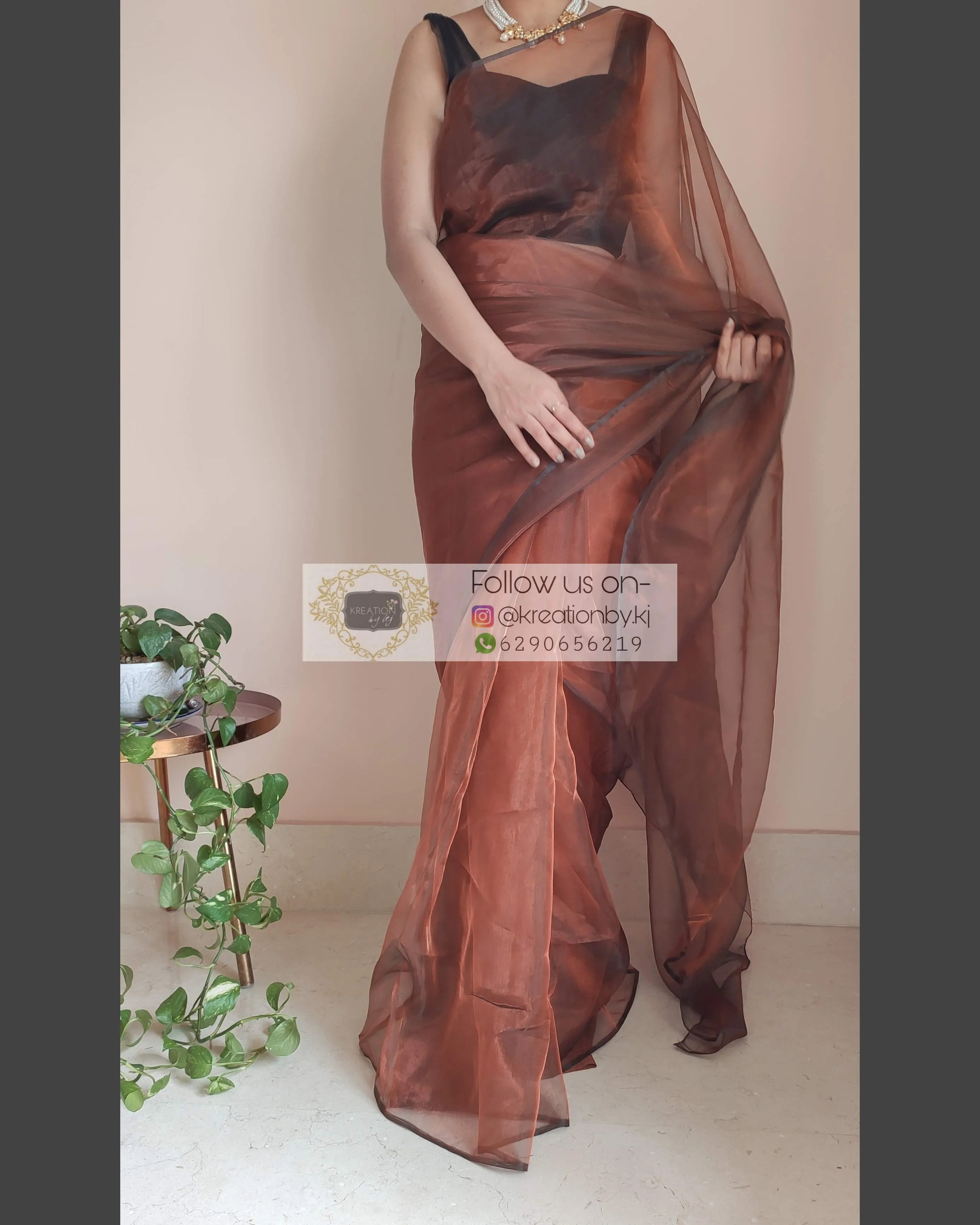 Copper Glass Tissue Saree