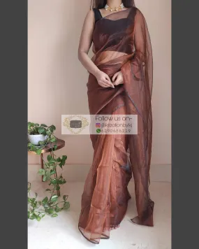 Copper Glass Tissue Saree