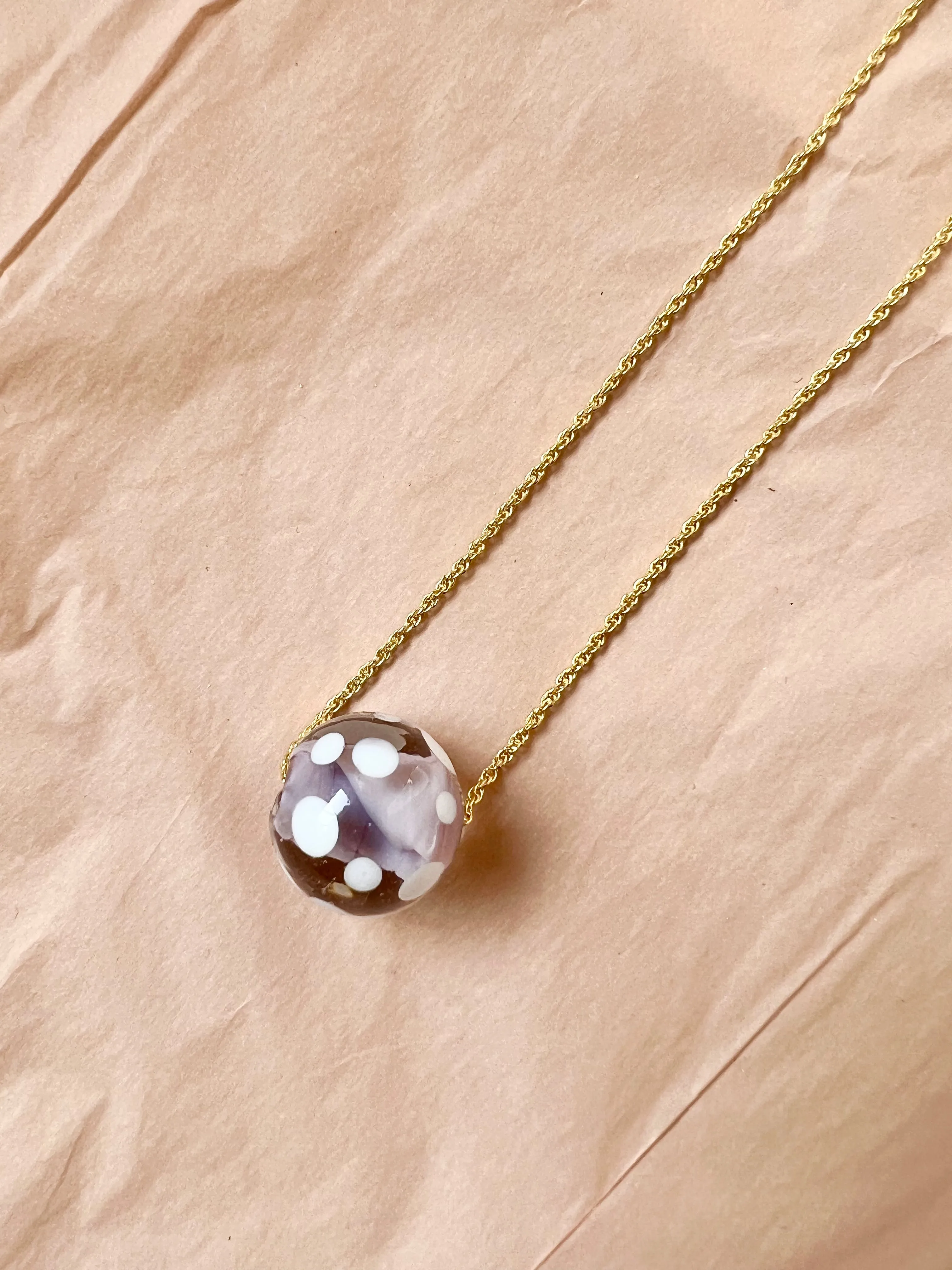 CRYSTAL SPOTY BALL GOLD PLATED NECKLACE