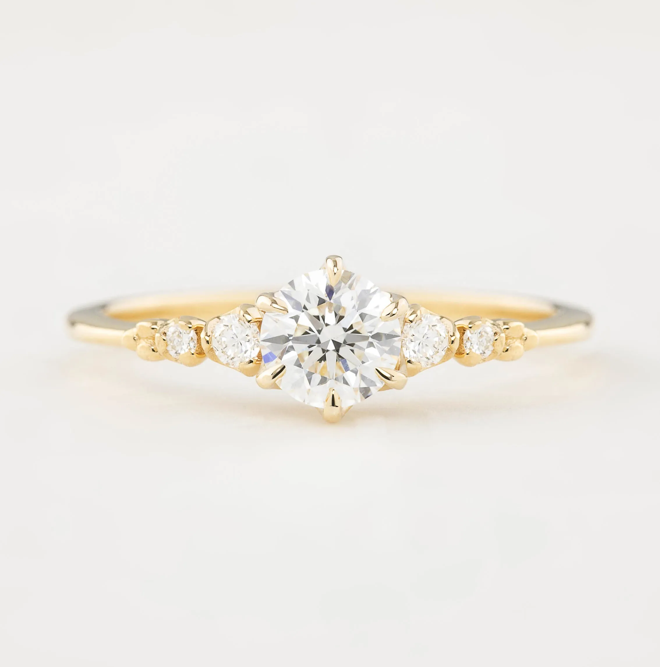 Estel Fleur 0.50ct Round Diamond Ring, 14k Yellow Gold, GIA Certified (One of a kind)