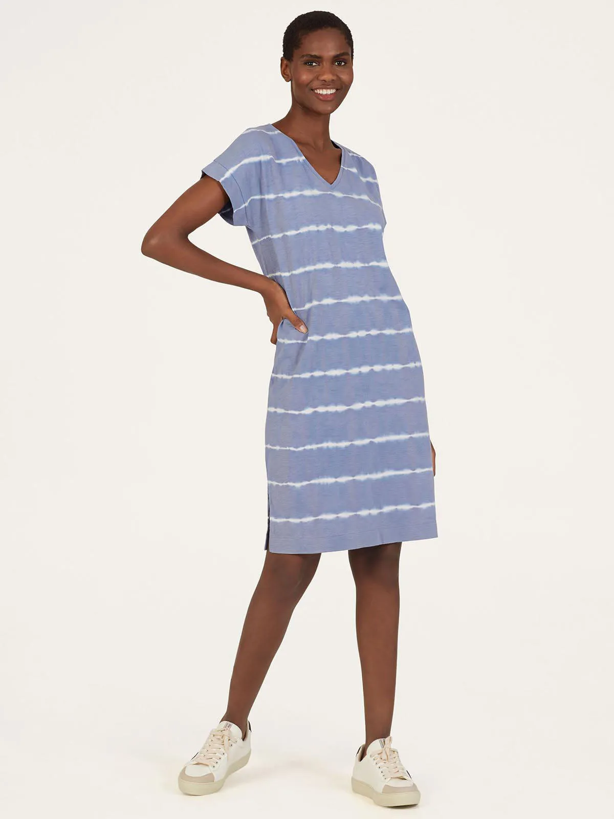 Fairtrade Organic Cotton Tie Dyed Dress - Denim Blue