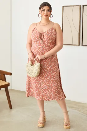 Floral Spaghetti Strap Dress - Curvy