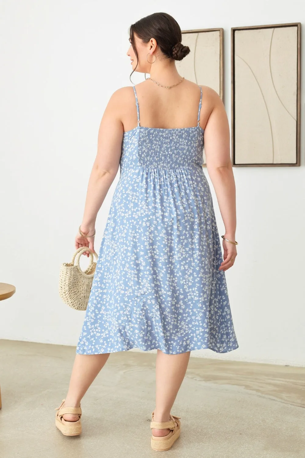 Floral Spaghetti Strap Dress - Curvy