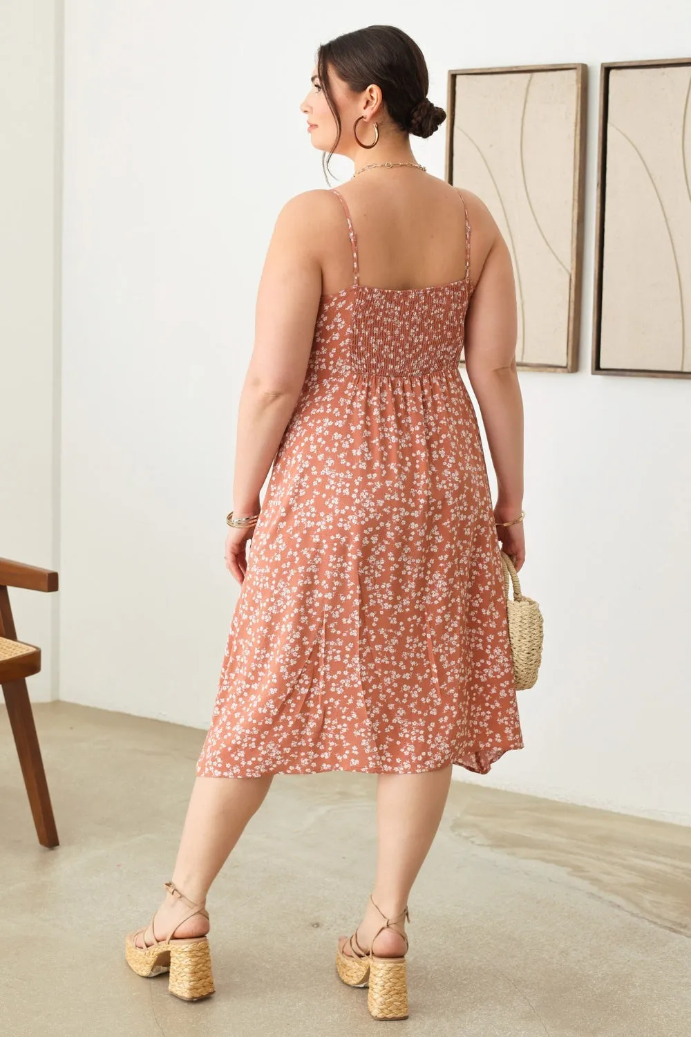 Floral Spaghetti Strap Dress - Curvy