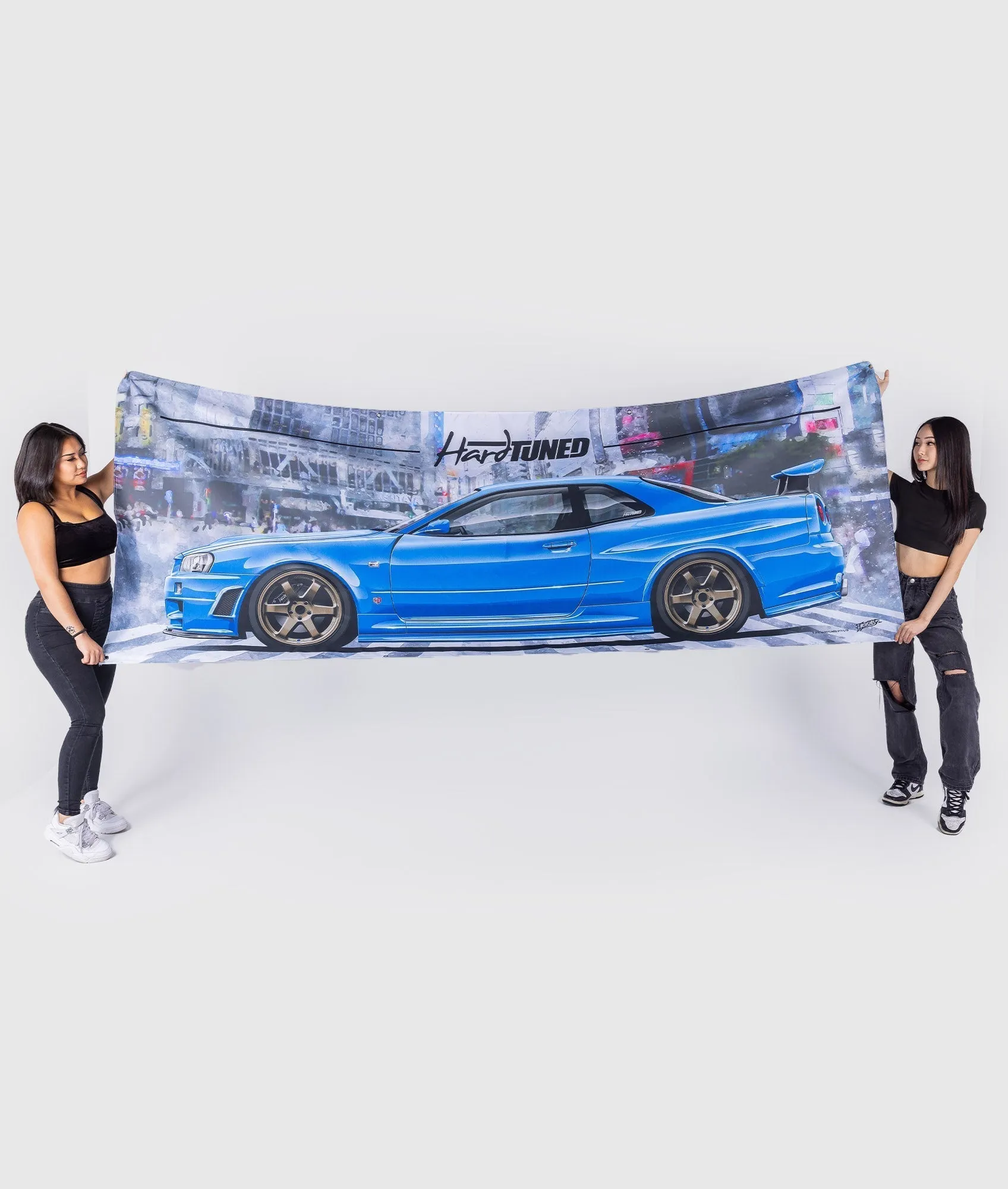 Giant Nissan Skyline R34 GTR Garage Flag Bayside Blue