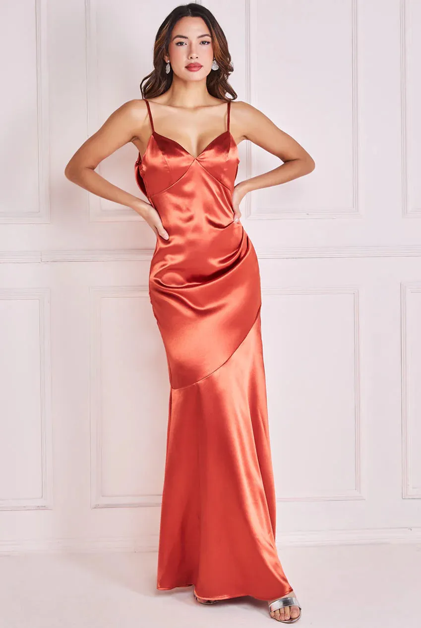 Goddiva Cowl Back Satin Maxi Dress