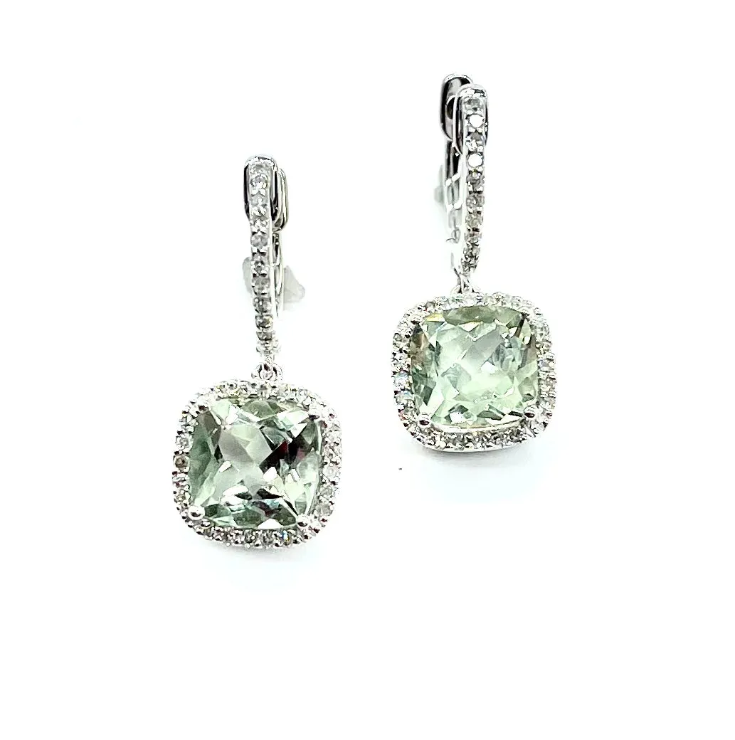 Green Topaz and Diamond Earrings