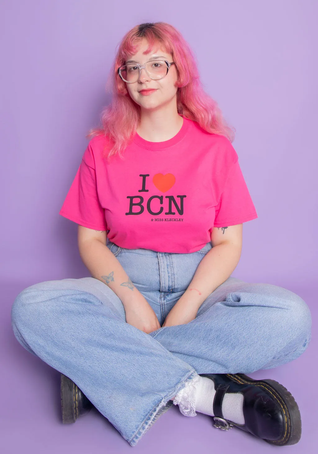 I LOVE BCN PINK TSHIRT UNISEX