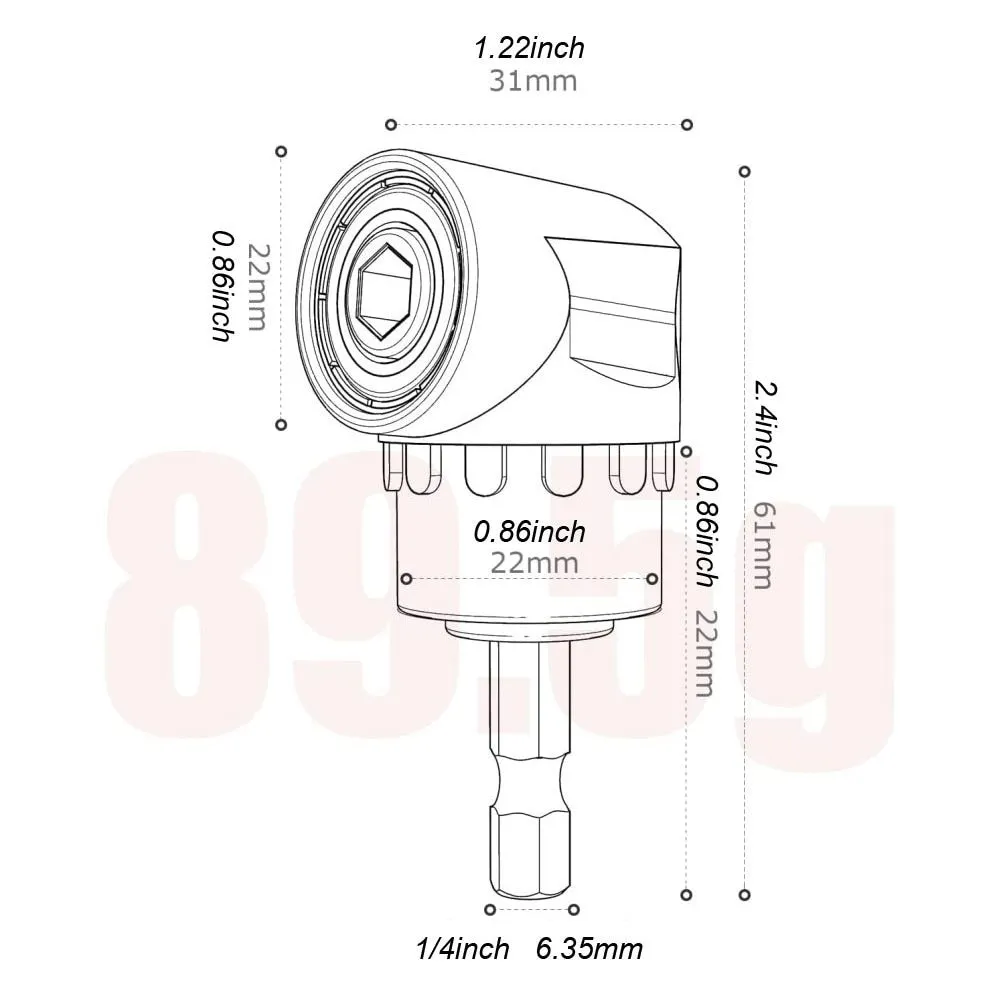 Impact Grade 105 Degree Angle Socket Adapter Power Hand Tool Part Driver Extension Set Screwdriver Holder Drill Nut Attachment