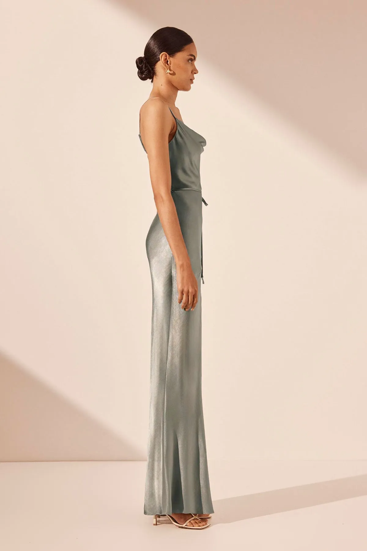 LA LUNE BIAS COWL MAXI DRESS - SAGE