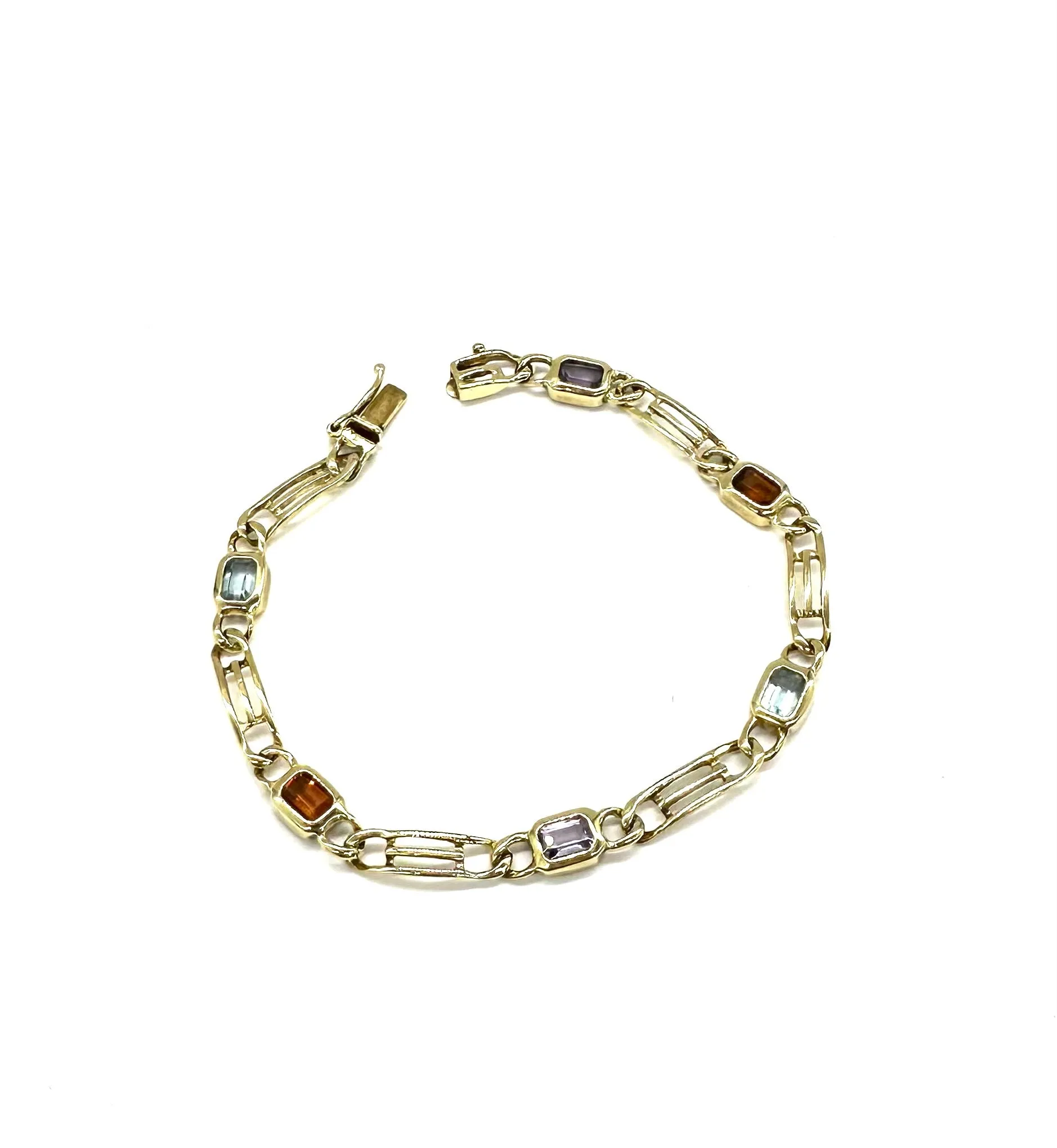 Multi-Color Gemtsone Bezeled Bracelet