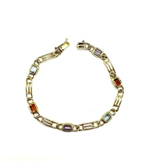 Multi-Color Gemtsone Bezeled Bracelet