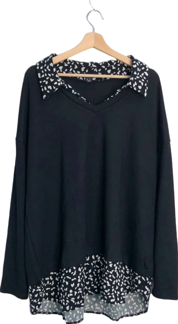 New Look Black and White Patterned Blouse UK 28