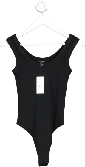 New Look Black Ribbed Scoop Neck Bodysuit UK 8