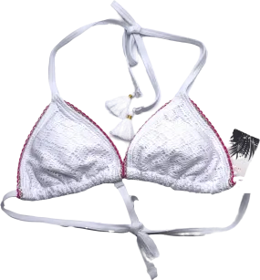 New Look White Crochet Triangle Bikini Top UK 6