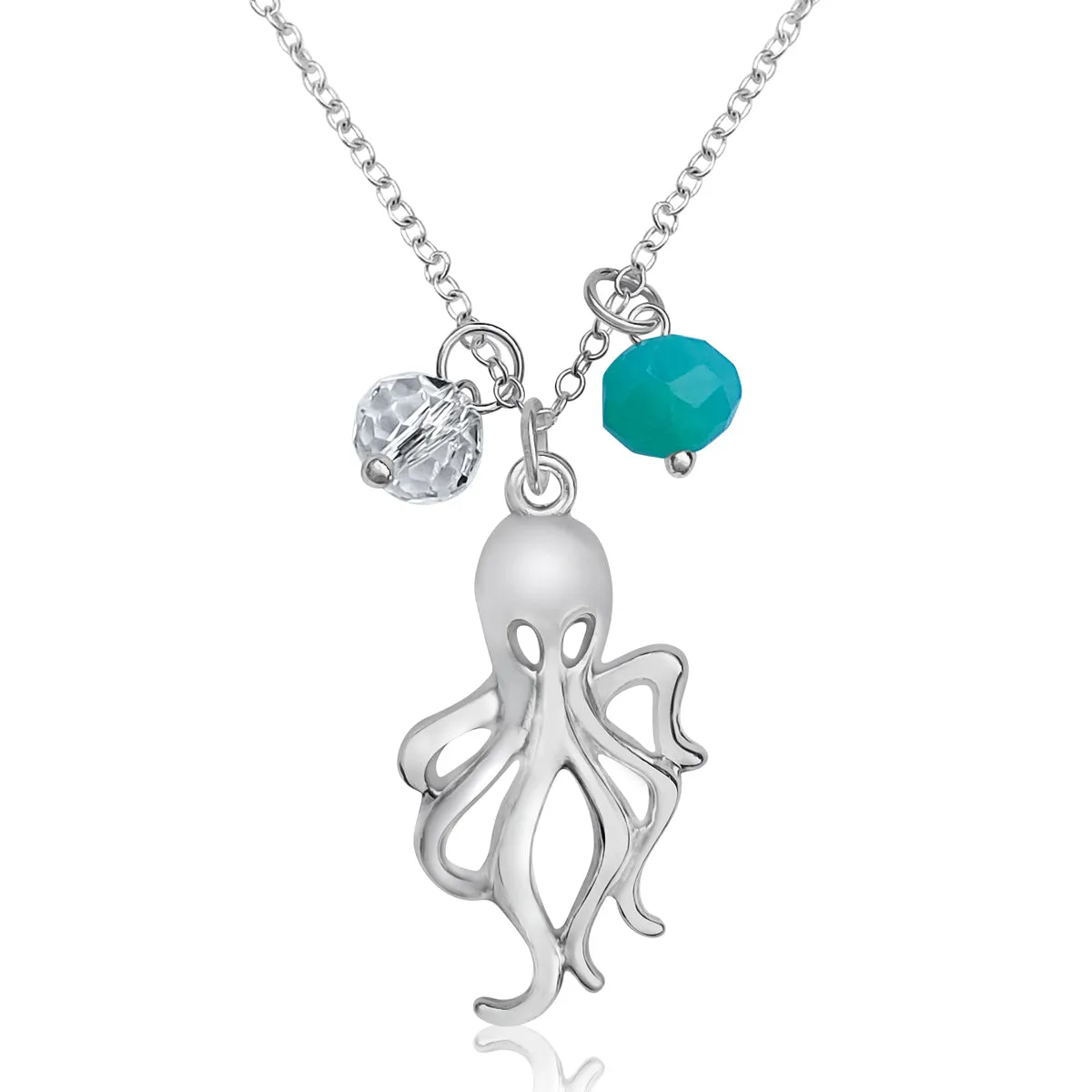 Octopus Ocean Charm Necklace with Crystals to Symbolize Adaptability