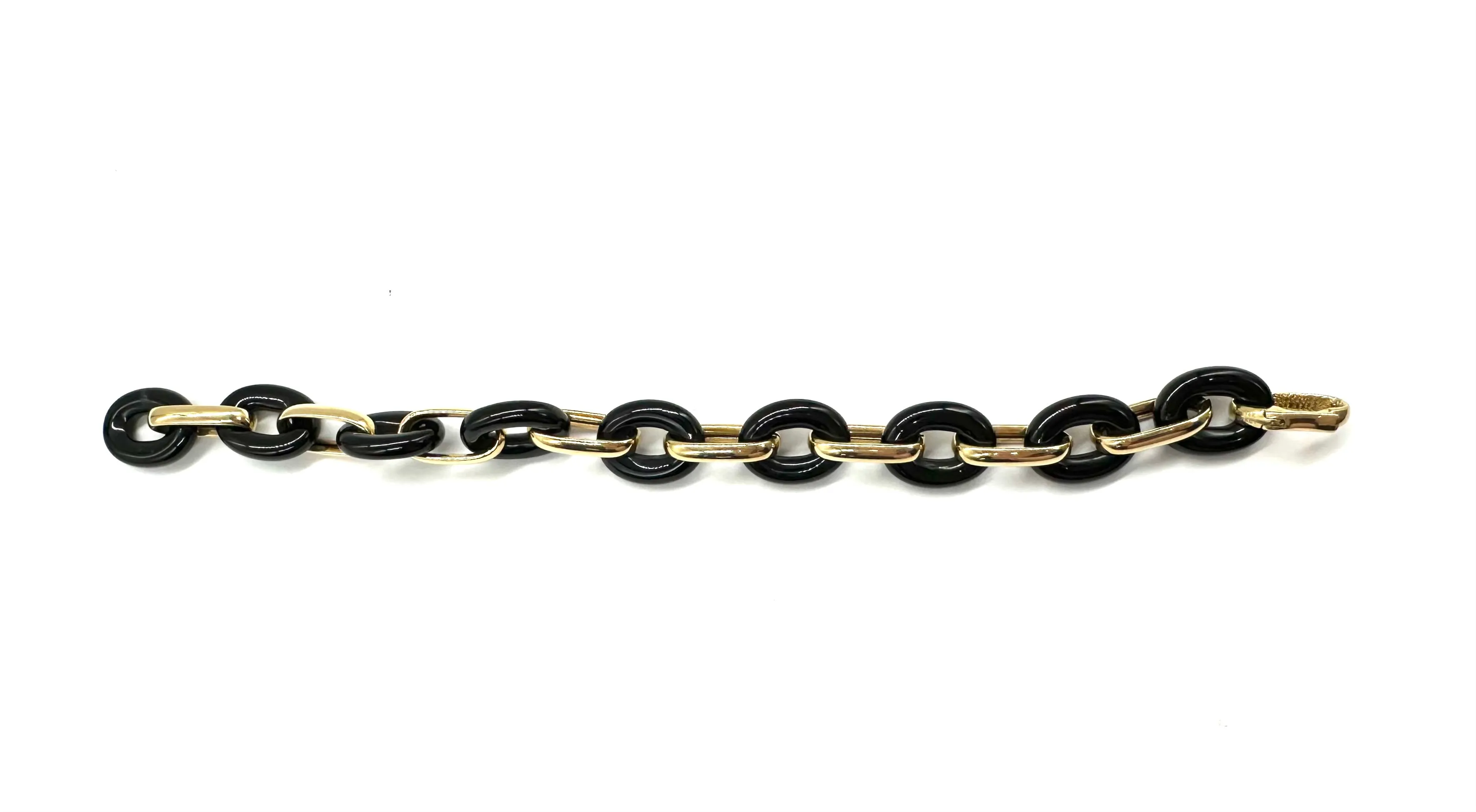 Oval Onyx Paperclip Bracelet