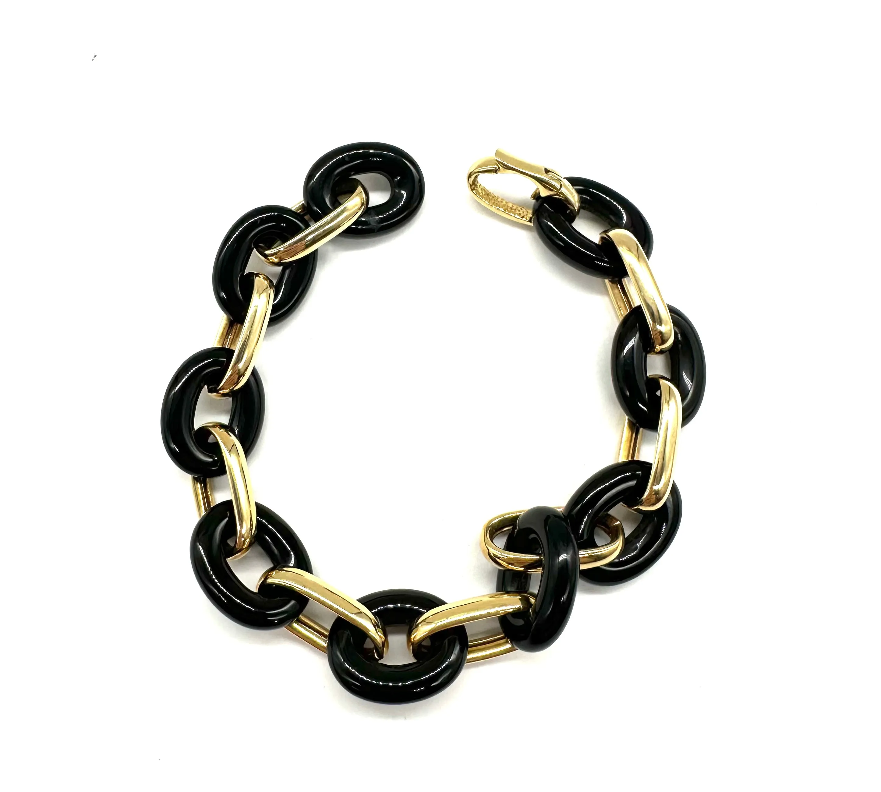 Oval Onyx Paperclip Bracelet