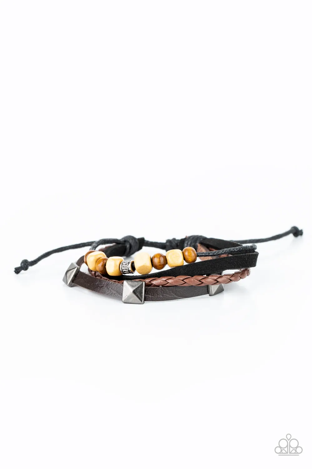 Paparazzi Bracelet ~ Solo Climb - Brown Suede Leather Wrap Urban Bracelet