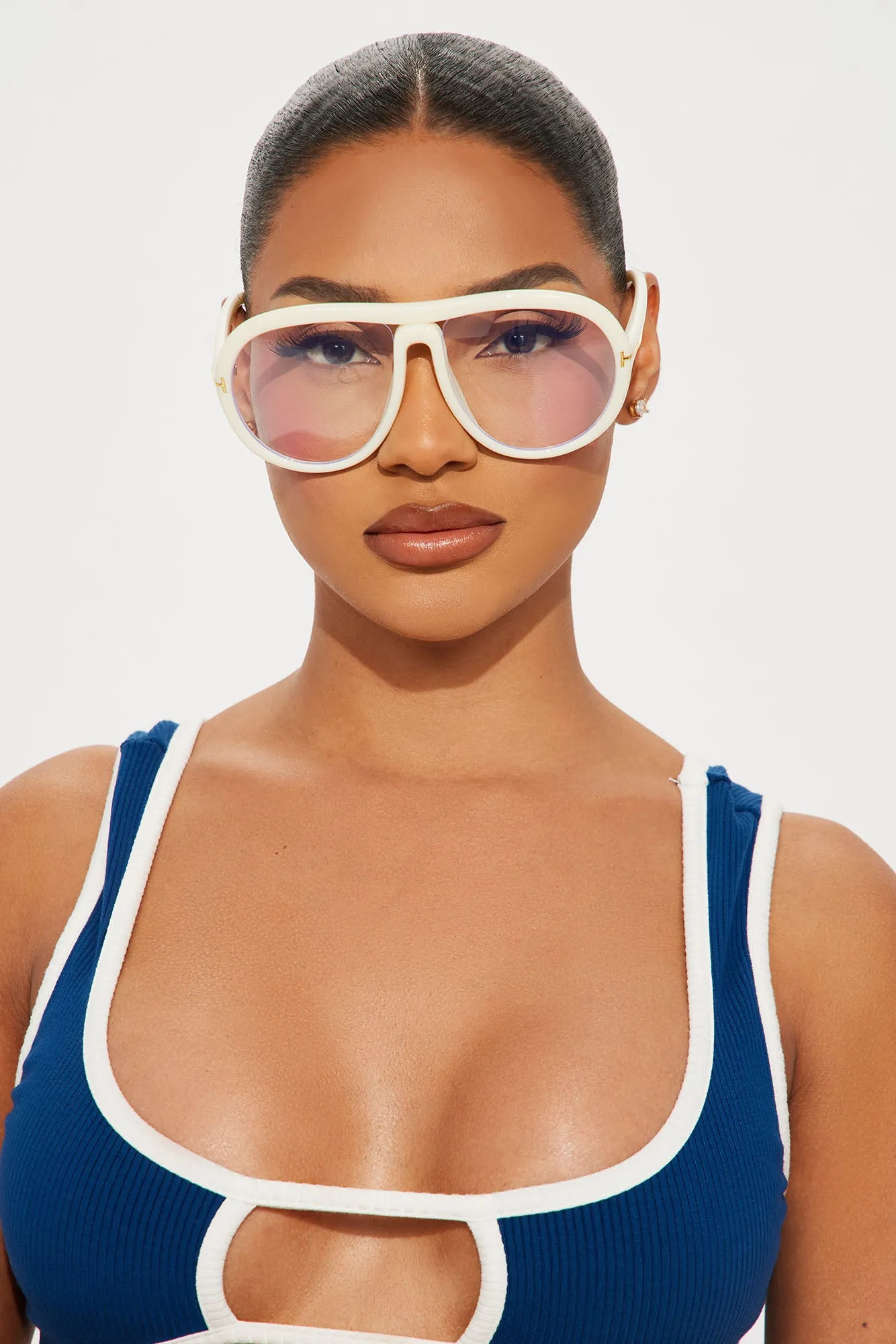 Retro Look Sunglasses - Ivory