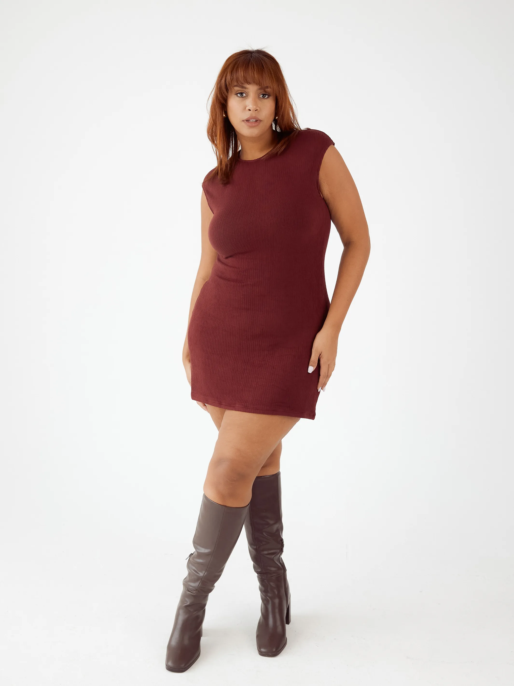 Ribbed Cap Sleeve Brami Dress