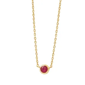 Ruby Station Necklace Bezel Set in 14k Gold